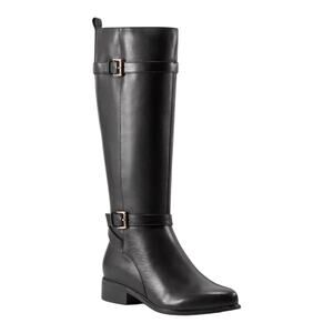 Rockport Women's Harper Wide Calf Waterproof Leather Boots Black Size 8